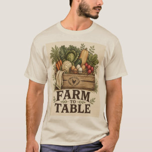 T-shirt De la ferme à la table Art vintage de jardin de fe