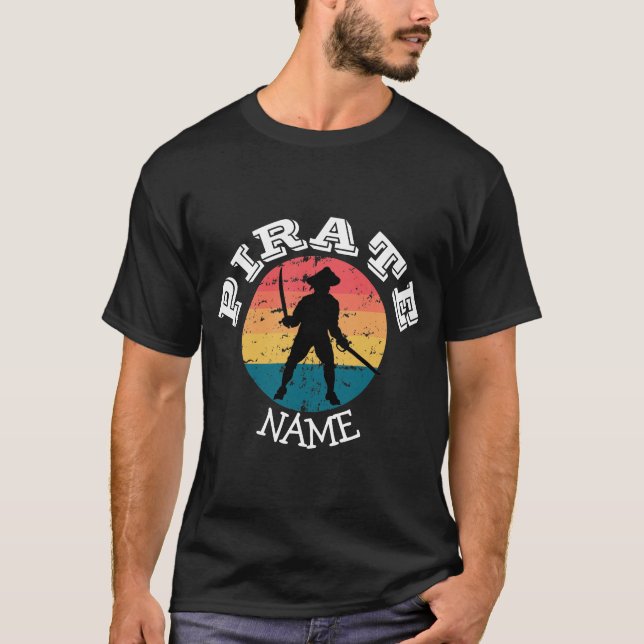 T-shirt de la fête pirate du coucher du soleil (Devant)