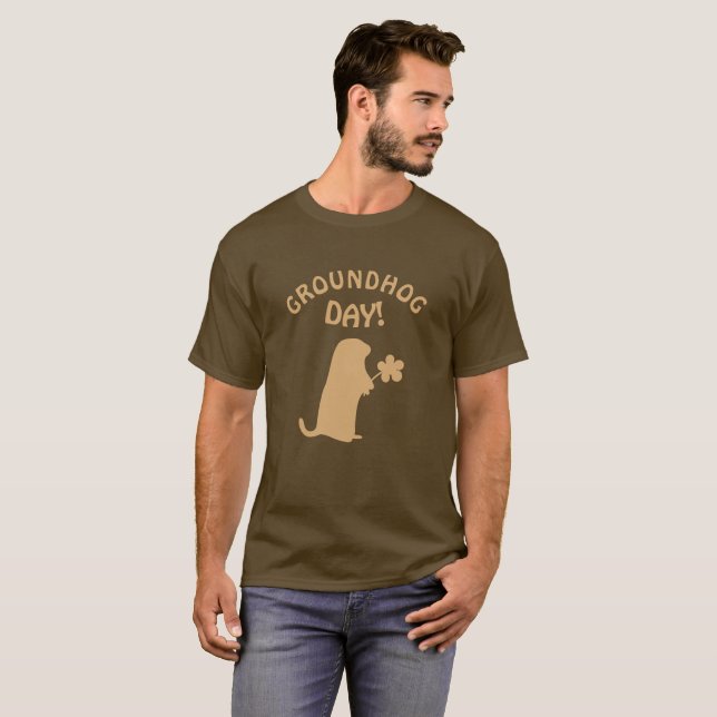 T-shirt de la journée de la marmotte mignonne (Devant entier)
