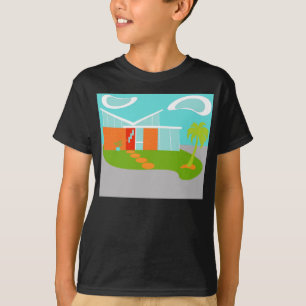 T-shirt de la maison de dessin moderne du milieu d