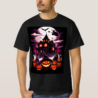 T-shirt de la maison d'Halloween - sorcière, fantô