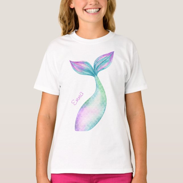 T-shirt de la queue de sirène personnalisée (Devant)