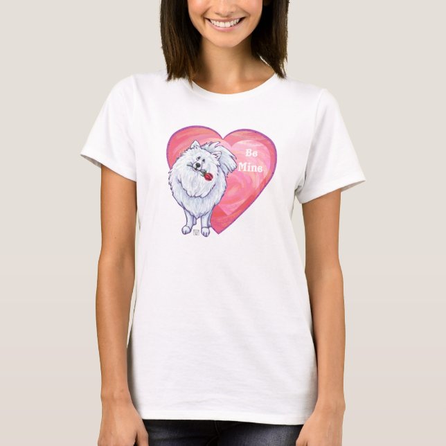 T-shirt de la Saint Valentin Poméranie blanche (Devant)