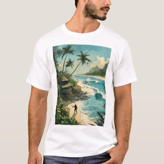 T-shirt de la scène de plage du Paradis tropical