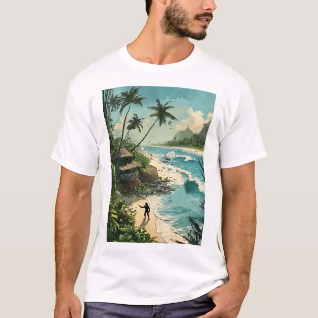 T-shirt de la scène de plage du Paradis tropical (Devant)