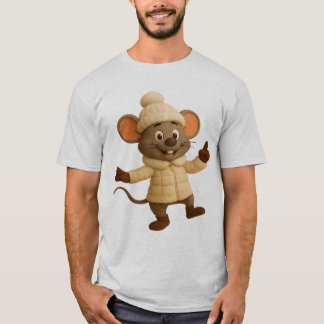 T-shirt de la souris d'hiver | Drôle Cartoon Cosy 