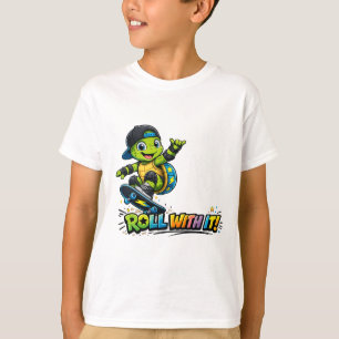 T-shirt de la tortue de skateboard Roll With It