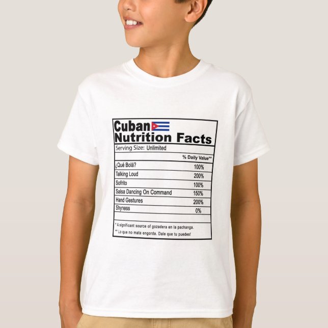 T-shirt de la valeur nutritive cubaine amusante po (Devant)