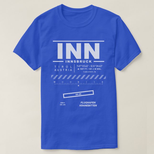 T-shirt de l'aéroport d'Innsbruck Kranebitten INN (Design devant)