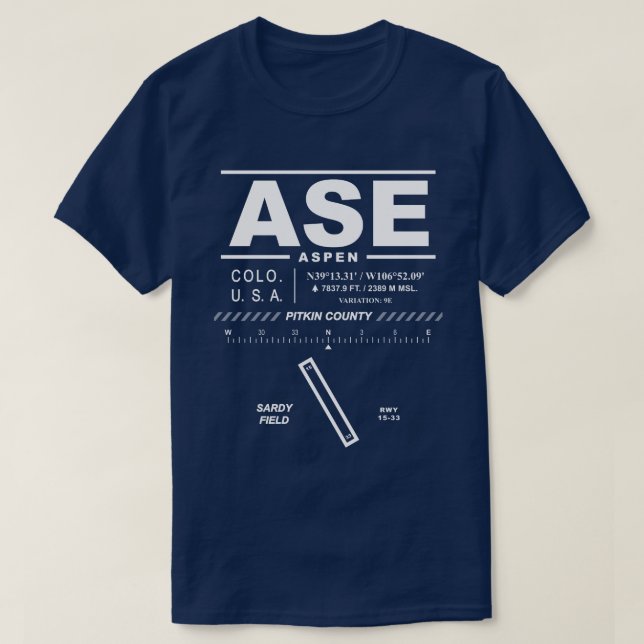 T-shirt de l'Aéroport du comté d'Aspen Pitkin (Design devant)
