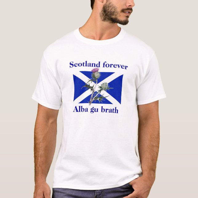 T-shirt De l'Ecosse pièce en t alba de drapeau de chardon (Devant)