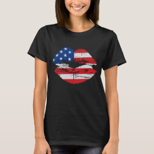 T-shirt de lèvres de drapeau des USA