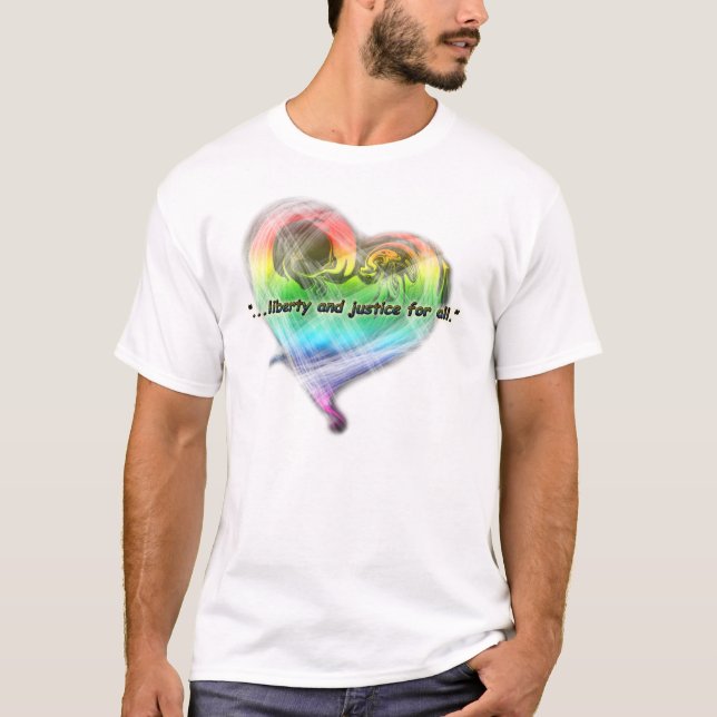 T-shirt de liberté de coeur d'arc-en-ciel (Devant)