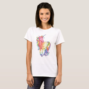 T-shirt de licorne d'arc-en-ciel de dames