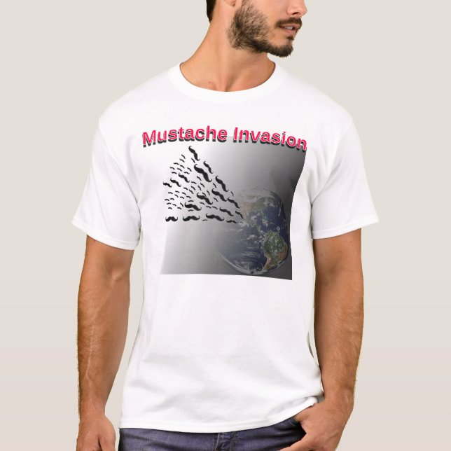 T-shirt de l'invasion de la moustache (Devant)