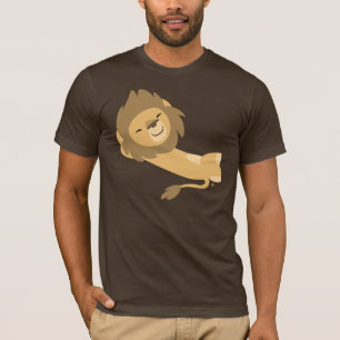 T-shirt de lion de bande dessinée de sièste