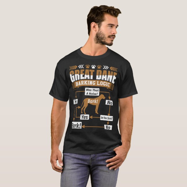 T-shirt de logique d'écorcement de chien de great (Devant entier)