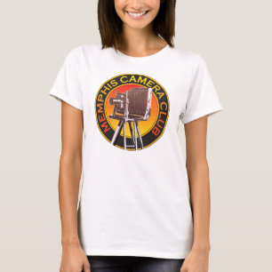 T-shirt de logo d'appareil-photo de vue des femmes