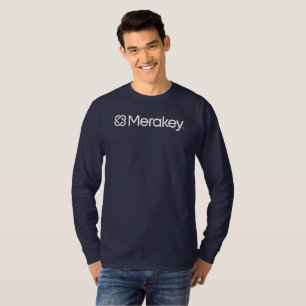 T-shirt de Long-Douille de marine de logo de