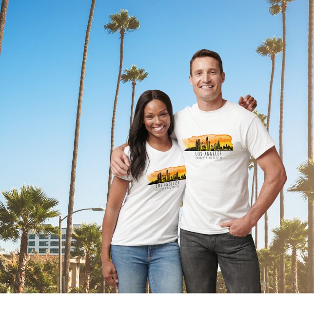 T-shirt de Los Angeles Skyline Latitude et Longitu (Créateur téléchargé)