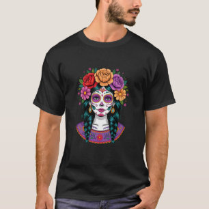 T-shirt De Los Muertos La Catrina Jour des Morts Femmes Su