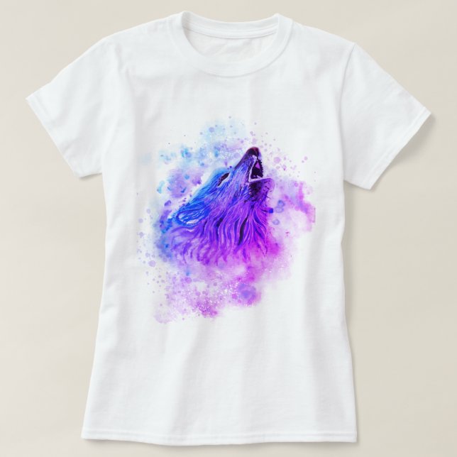 T-shirt de loup d'aquarelle (Design devant)
