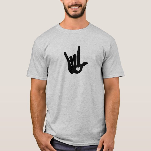 T-shirt de main d'amour de la langue des signes (Devant)