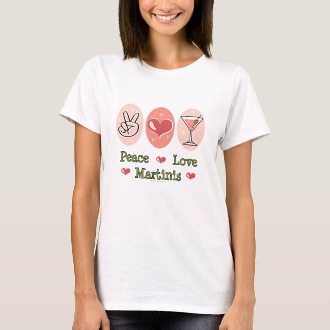 T-shirt de Martini d'amour de paix (Devant)