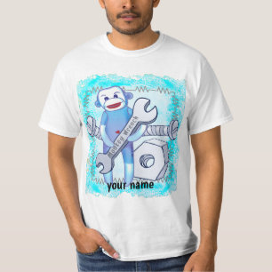 T-shirt de mécanicien Clé à Sock Monkey