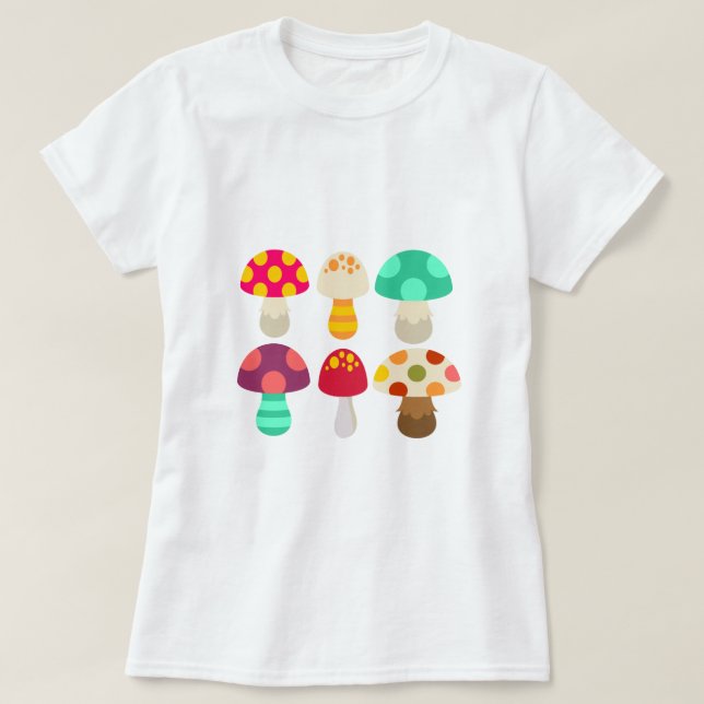 T-shirt De mignons champignons colorés (Design devant)