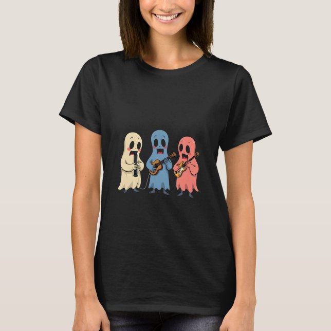 T-shirt De mignons fantômes jouant d'instruments de musiqu (Devant)