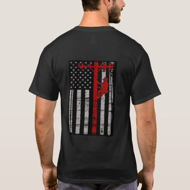 T-shirt de monteur de lignes de B&W (Dos)