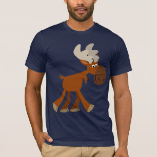 T-shirt de moose de dessin animé heureux mignon