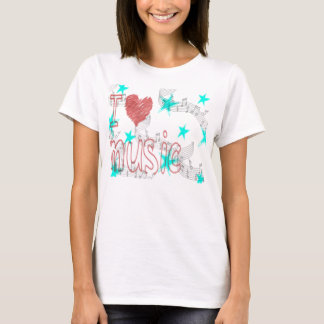 T-shirt de musique d'amour d'I des femmes