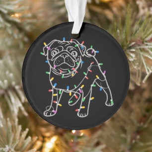 T-shirt de Noël avec des chiens Pug et un arbre po