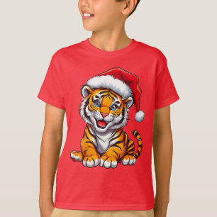 T-shirt de Noël avec un adorable petit tigre - Cad