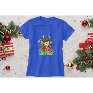 T-shirt de Noël colibri bleu avec elfes