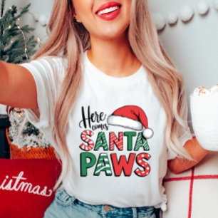 T-shirt de Noël de la mignonne Père Noël Paws