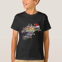T-shirt de Noël de la tortue de mer de Père Noël