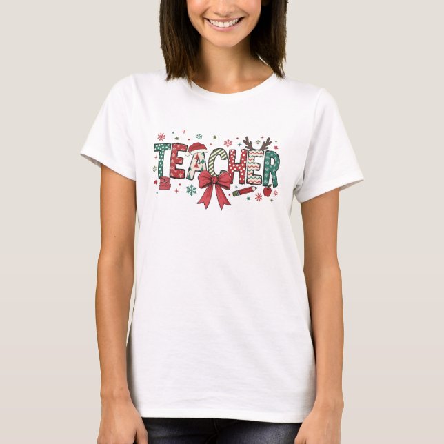 T-shirt de Noël de l'enseignant - Chemises jumelée (Devant)