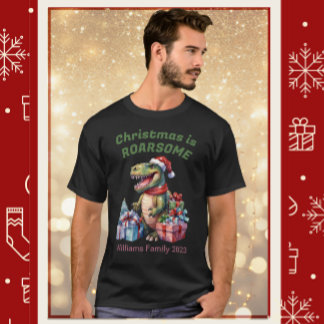 T-shirt de Noël Dinosaur pour hommes, famille