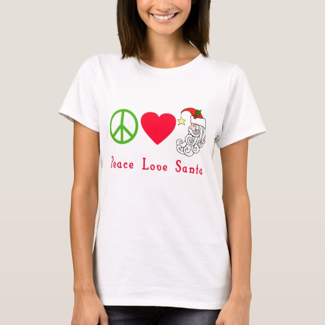 T-shirt de Noël du père noël d'amour de paix (Devant)