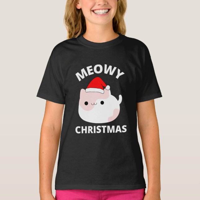 T-shirt de Noël Meowy (Devant)