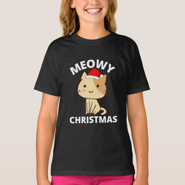 T-shirt de Noël Meowy (Devant)