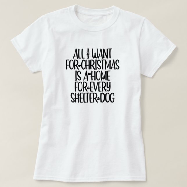 T-shirt de Noël pour chien d'abri (Design devant)