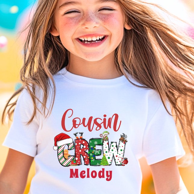 T-Shirt de Noël Retro Cousin Crew personnalisé (Créateur téléchargé)