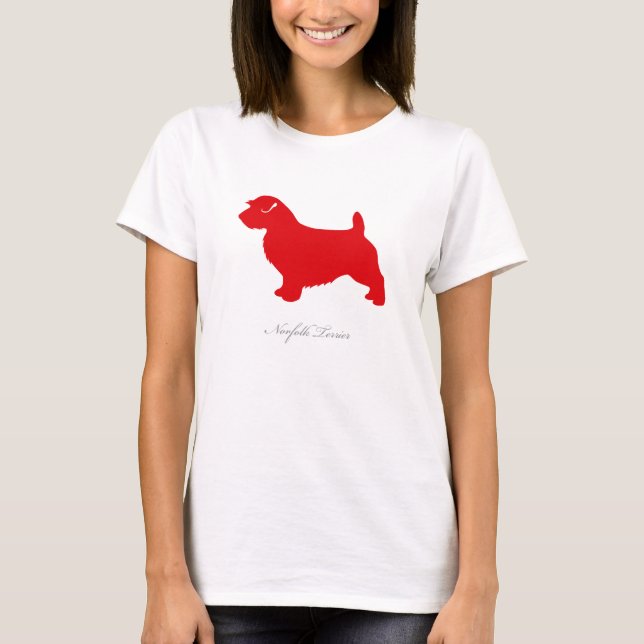 T-shirt de Norfolk Terrier (silhouette rouge) (Devant)