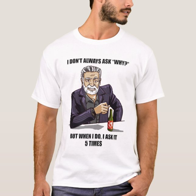 T-shirt de parodie de 5 pourquoi (Devant)