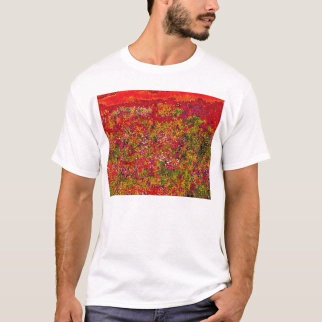 T-shirt de peinture de champ de fleurs sauvages (Devant)