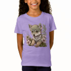 T-Shirt de petite fille de loup de patient